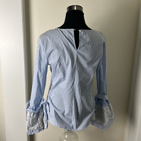 Worthington Stripes Blue & white Boho Bell Sleeve Top - Picture 11 of 11